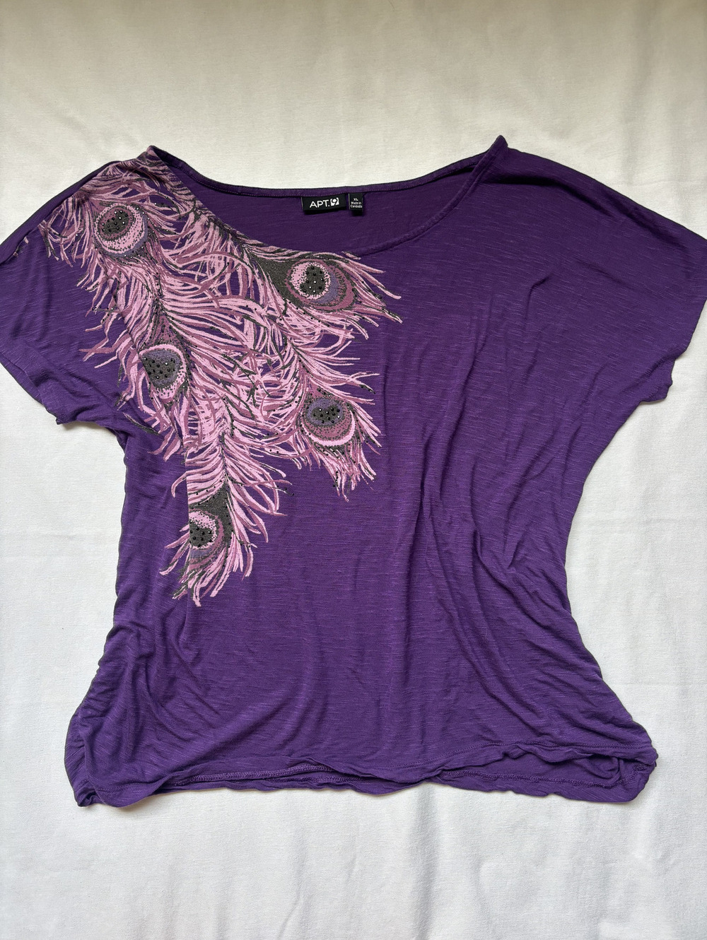 y2k purple feather flowey top, size x large